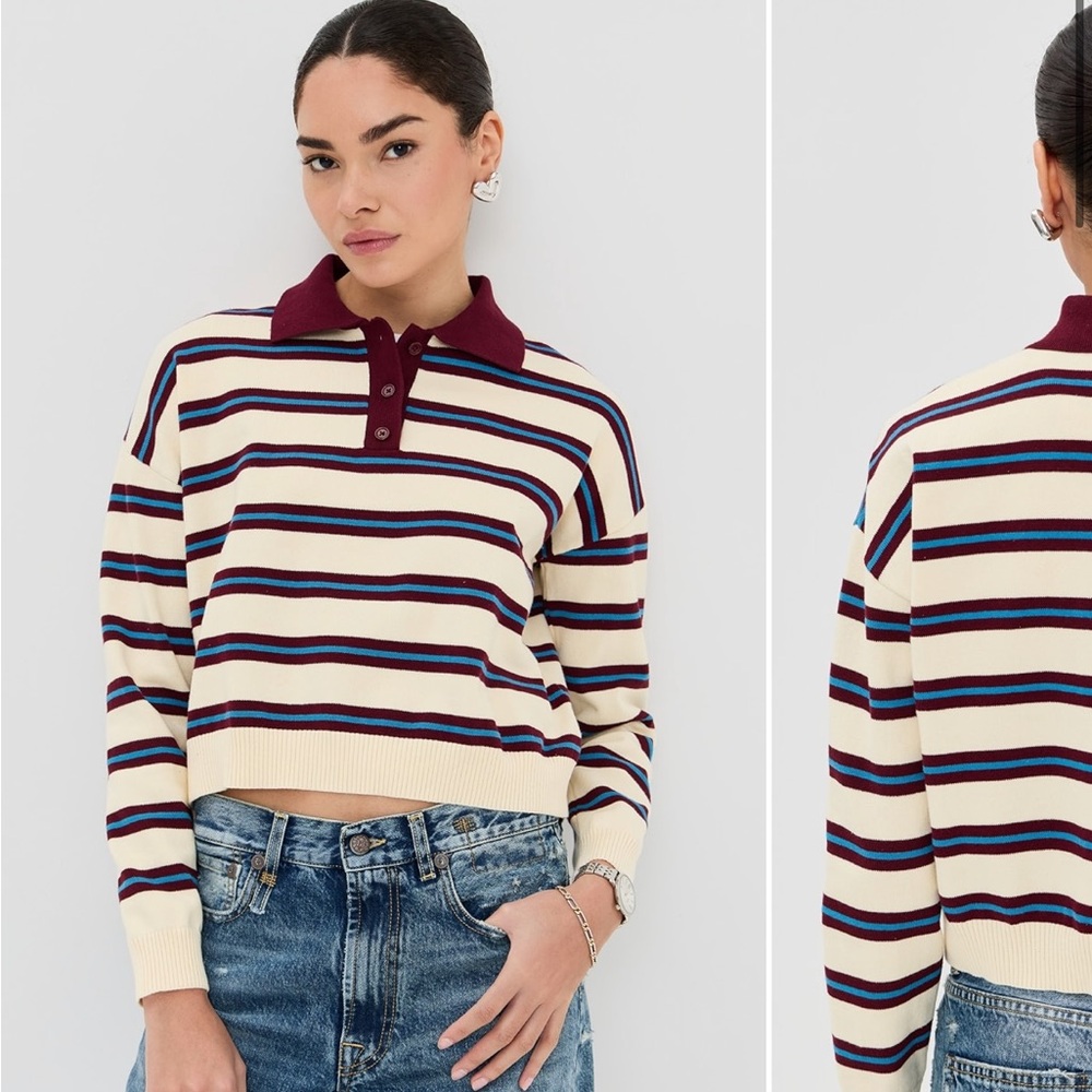 Le Bop zadie striped crop polo